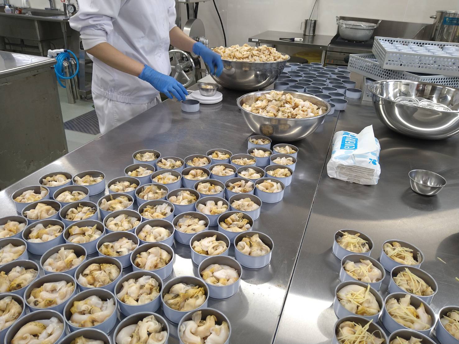 バイ貝缶詰製造の様子